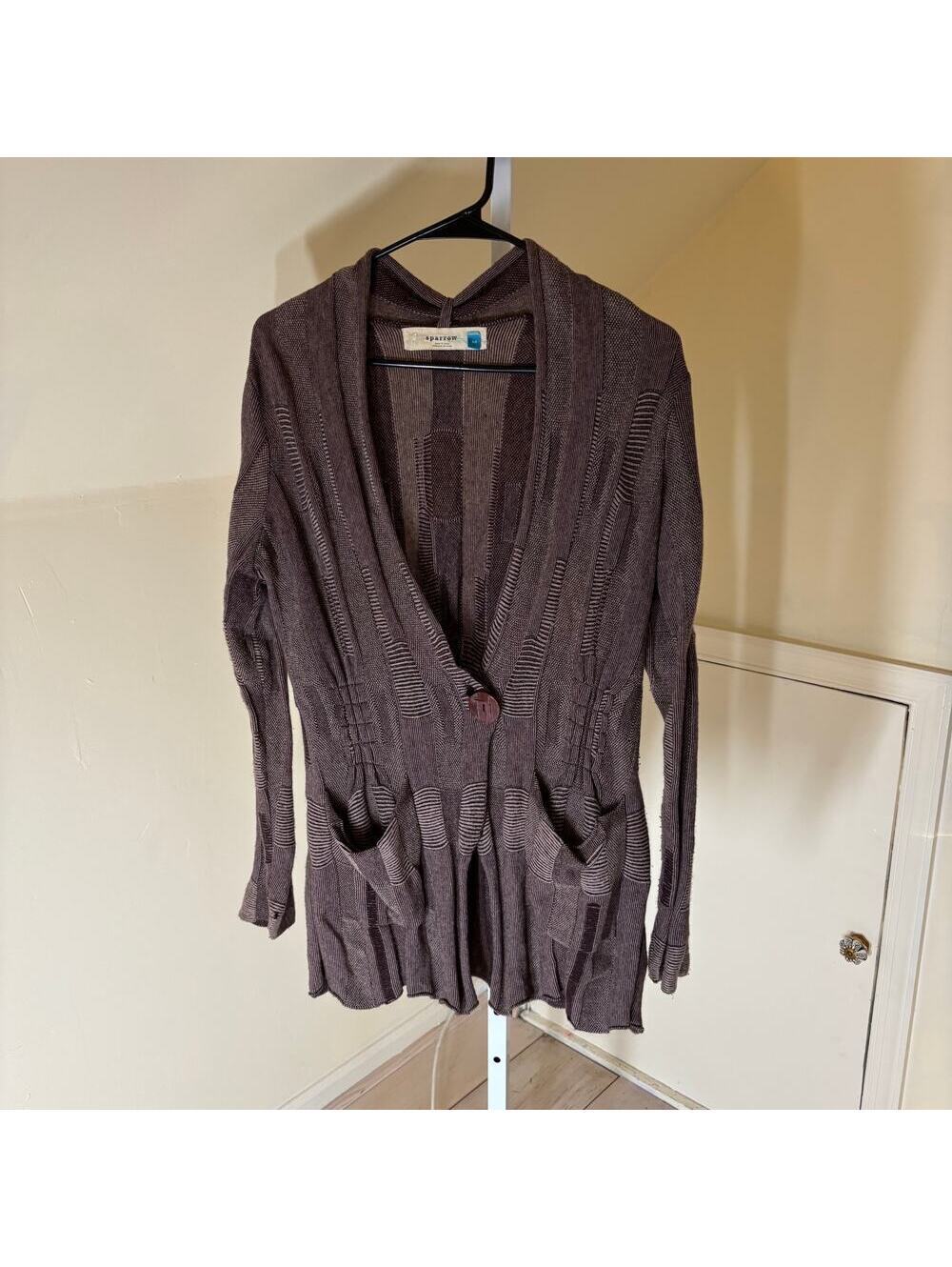 Anthropologie Sparrow EUC Women's Brown One Button Cardigan Sweater Size M